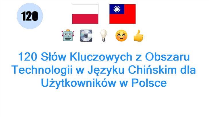 120 Słów Kluczowych z Obszaru Technologii w Języku Chińskim dla Użytkowników w Polsce